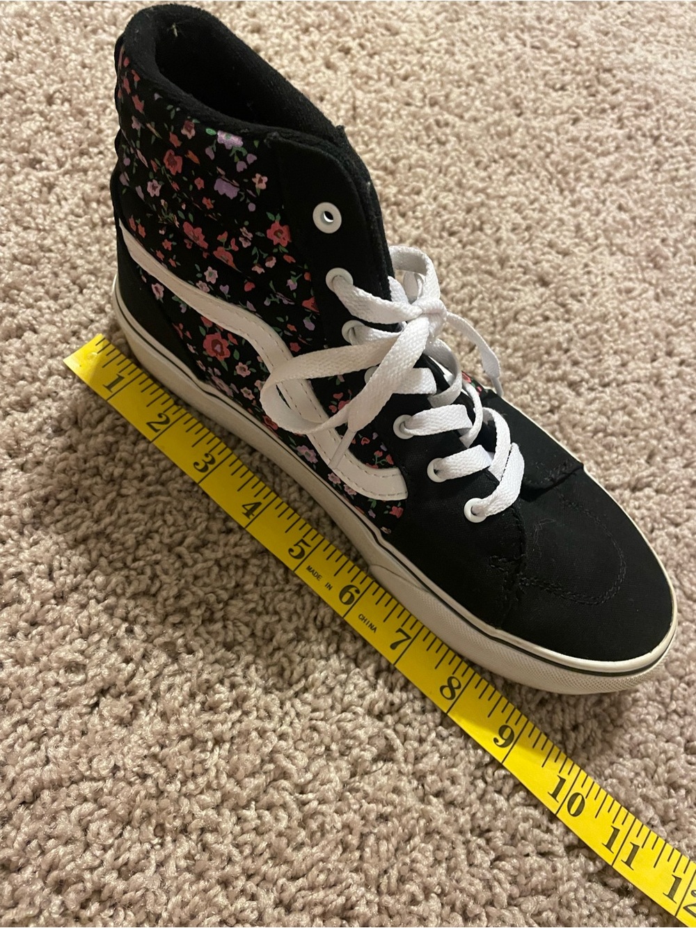 Vans Women's Black Pink Floral High-Top Sneakers, euro38, missy 6.0=women’s 7.5 - Picture 10 of 11